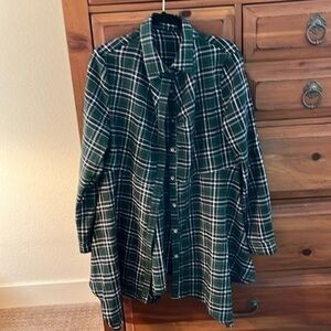 Green And Blue Plaid Tunic Size Large NWOT